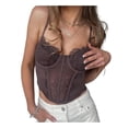 thumbnail image 2 of Lucakuins Mujeres Sling Tank Tops, Pure Color Lace Patchwork Hollow Out Street Style Vest, Casual Sexy Simple Tops Lucakuins moda, 2 of 4