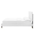 thumbnail image 5 of Platform Bed Frame, Twin Size, White, Velvet, Modern Contemporary, Bedroom Master Guest Suite Room, 5 of 10