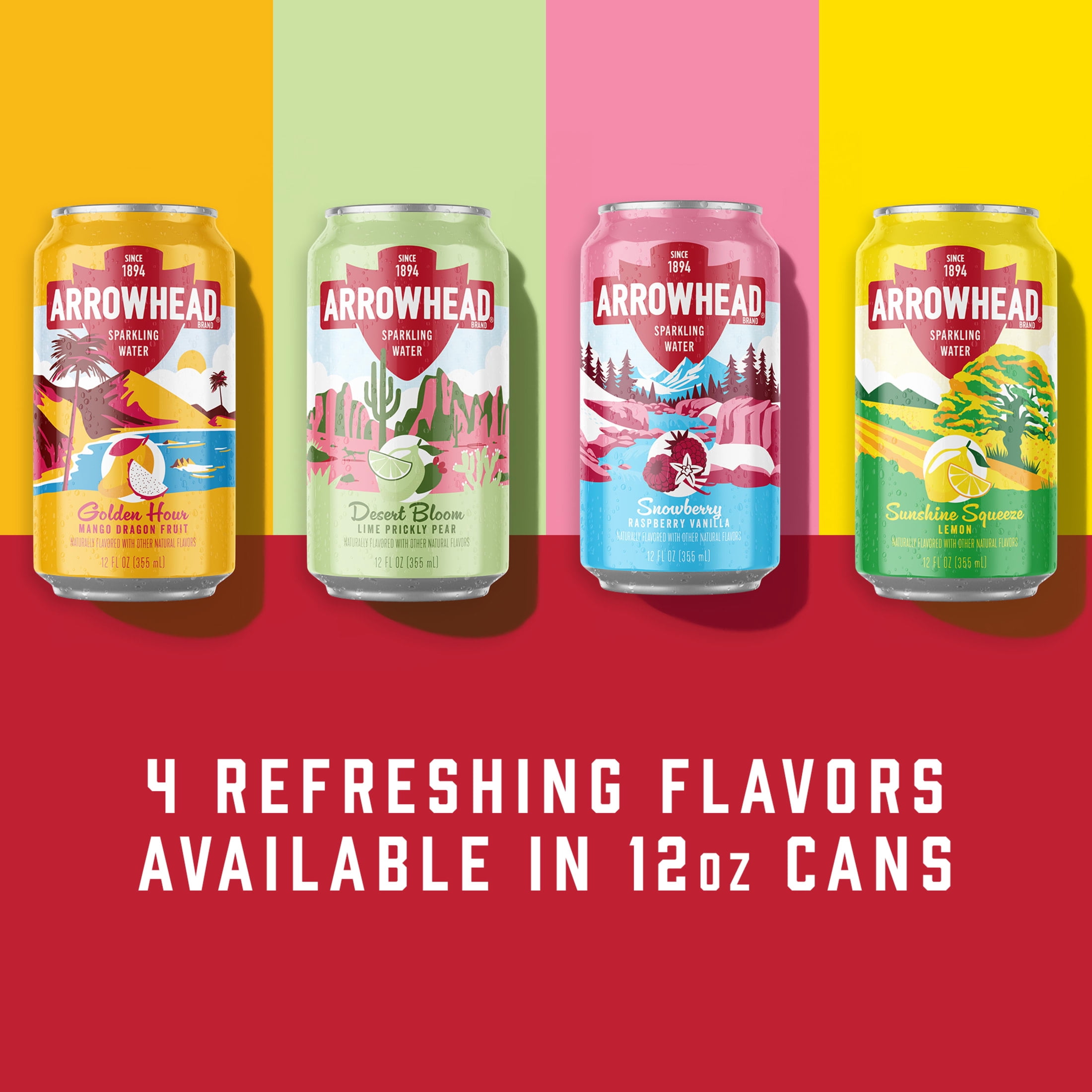 Arrowhead Lemon Sparkling Mountain Spring Water, 12 Fl Oz, 8 Cans