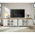 thumbnail image 6 of Farmhouse TV Stand for TVs Up to 110 inch, Glass and Wood Universal TV Stand,White Entertainment Center for 85-110 inch TV Console Table，White&Oak, 6 of 6