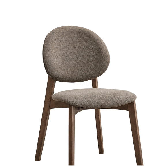 Hadasa Light Brown Linen Upholstered Dining Side Chairs, Set of 2, Walnut Finish