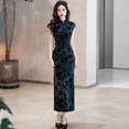 thumbnail image 1 of 2025 Nouveau slim Rétro Chinois à Manches Courtes style national long cheongsam pour Femmes, 1 of 6