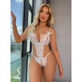 thumbnail image 4 of Sexy Floral Lace Jumpsuit, See Through Deep V Backless Open Crotch Bodysuit, Women's Sexy Lingerie & Underwear, 4 of 5