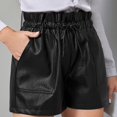 thumbnail image 7 of Womens Leather Shorts Elastic High Waist Summer Wide Leg Shorts, 7 of 7