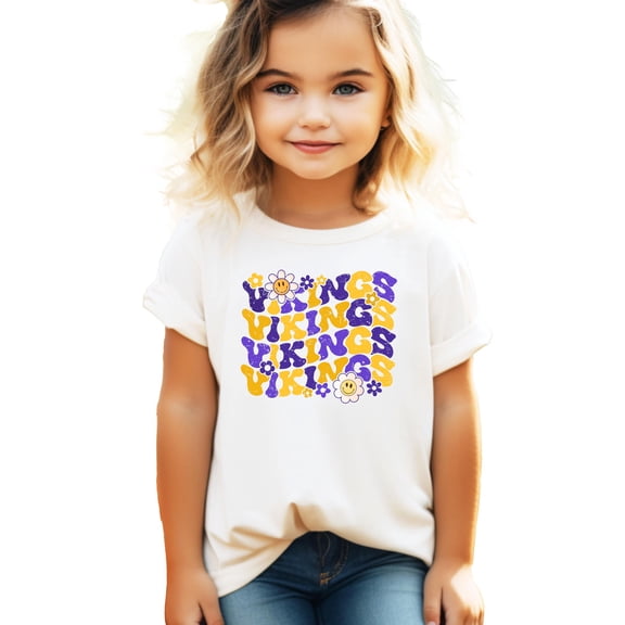 Trendy Vikings Sports Fan Shirt for Women, Teens & Kids Purple Team Pride Girly Outfit for Baby Natural Shirt Youth Medium