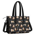 thumbnail image 2 of Teacher Tote Bag,Bulldog Dog and Footprints Teacher Utility Tote Bag,Large Work Tote Bags for Women with Multiple Pockets,Top Zipper Closure,13.8x10.6x6.7 Inch, 2 of 5