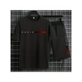 thumbnail image 1 of Camiseta gráfica "PARIS" para hombre - Algodón negro, diseño de rayas rojas, ropa deportiva informal de verano, 1 of 6