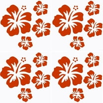 4 Sheets Hibiscus Flower Car Sticker Hawaiian Stickers and Decals Red Reflective Stickers Waterproof Vinyl Automotive Exterior Decor