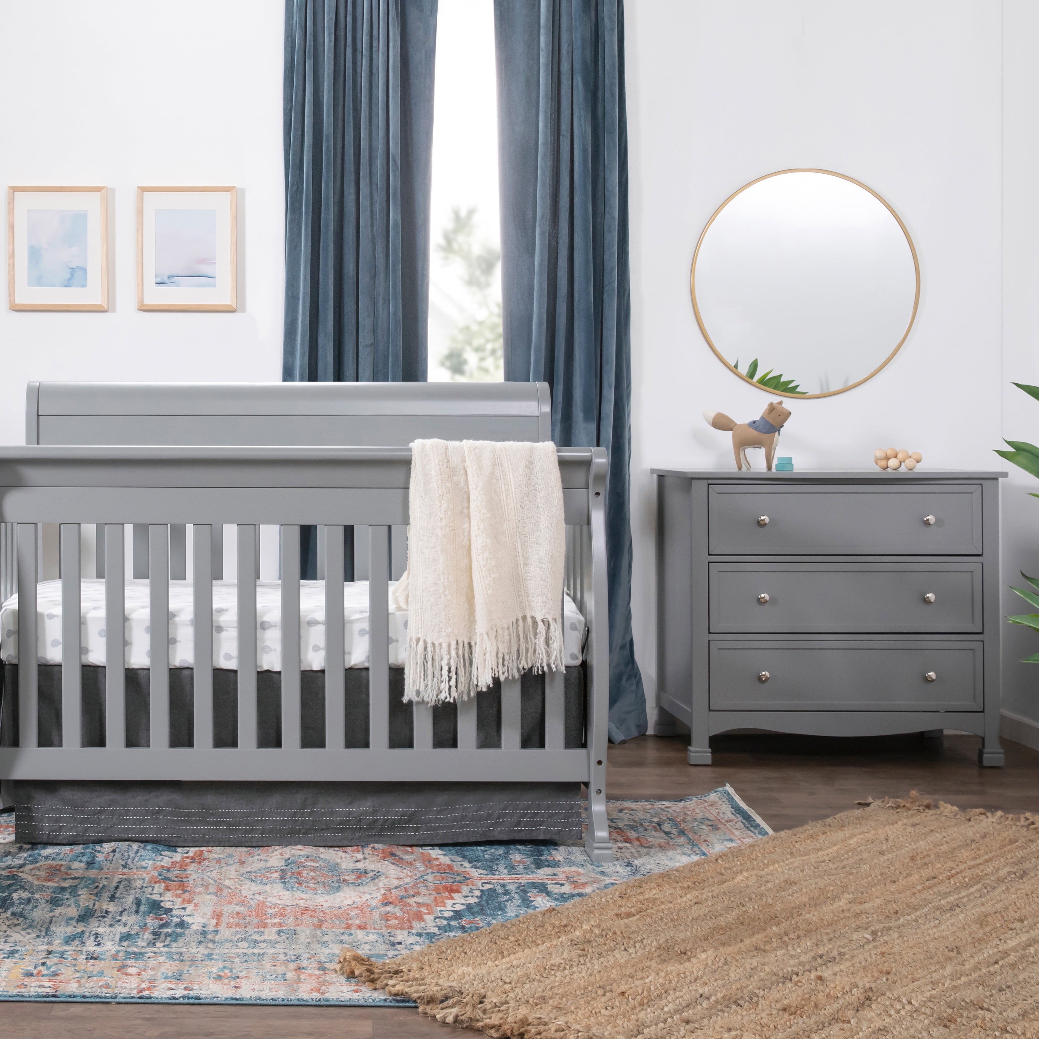 DaVinci Kalani Solid Pine Wood 3-Drawer Dresser in Gray