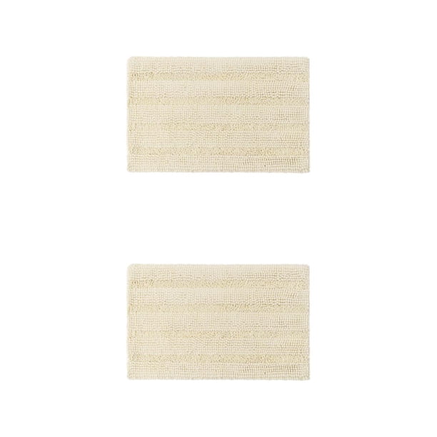 Alfombrilla de baño Naiovety absorbente antideslizante Chenille Blanco lechoso 2Conjunto