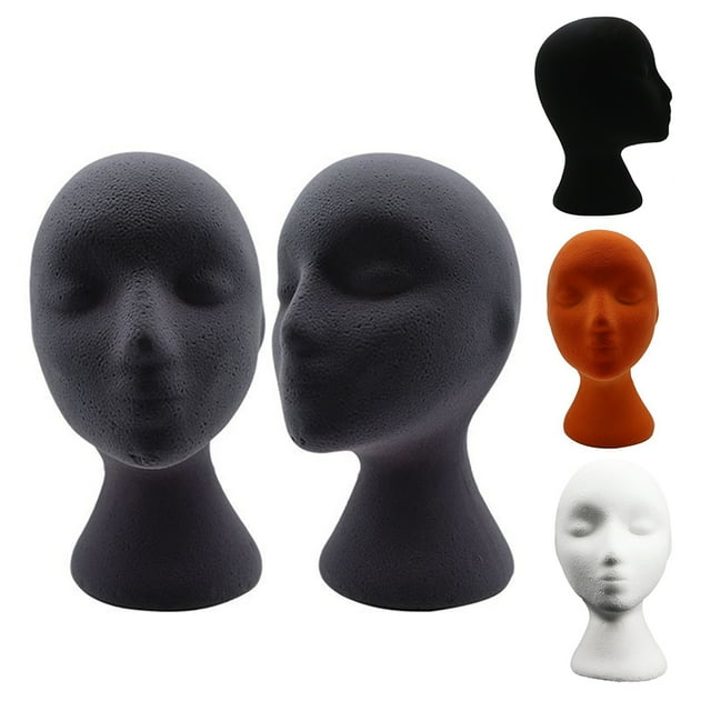 Neinkie 2 Pcs/Set Tête de Perruque - Grand Mannequin en Mousse pour Femme, Support pour Perruque, Modèle et Présentation, Cheveux, Chapeaux et Postiches, Masque
