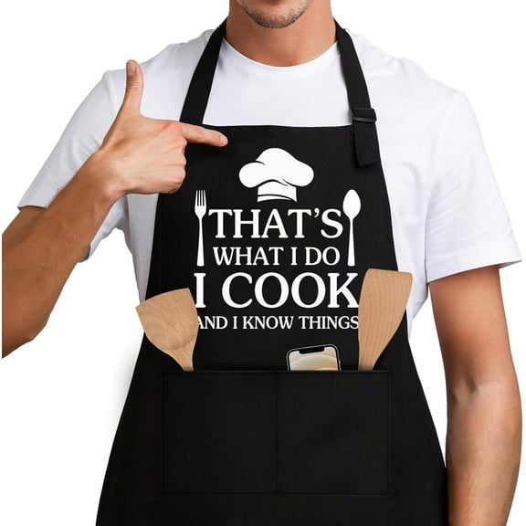 That''s What I Do I Cook And I Know Things,Funny Chef Apron,Funny Apron cooking for Men & Women with 2 Tool Pockets,Adjustable Straps,Cooking Grilling BBQ Apron,Gift For Chef