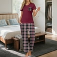 thumbnail image 2 of Agkizg Fall Women's Short Sleeve Pajama Sets,Cotton Pajamas for Women Set,Short Sleeve Sleep Tee and Sleepwear Pants 2 Piece Loungewear Set Soft Comfy Nightwear, 2 of 4