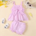 thumbnail image 2 of Xudanell Newborn Girl Outfits Cute Baby Sleeveless Bowknot Tank Top and Elastic Waist Shorts Set Summer Clothes for Infant Girls Pink 12-18 Months, 2 of 6