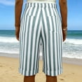 thumbnail image 4 of Cotton Linen Striped Shorts for Women 2026 Casual High Waist Pleated Shorts with Pockets Comfy Summer Shorts Green XL, 4 of 4