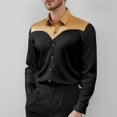 thumbnail image 2 of XDZJLR Men Shirts Fashion Color Combination Long Sleeved Large Size Casual Tee, 2 of 7