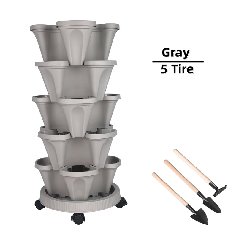 Gamexcel 5-Tier Stackable Planter, Gray photo 5