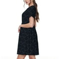thumbnail image 2 of Fotbe Robe Motif Écailles de Poisson Noir Décontractée Mode Femme Manches Courtes Robe Maxi Robe T-Shirt Rayée Longue à Blocs de Couleur, 2 of 6