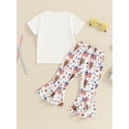 thumbnail image 5 of Toddler Baby Girl 4th Of July Outfits Short Sleeve T-Shirt Stars Stripes Bell Bottoms Summer 2PCS Clothes, 5 of 9