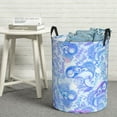 thumbnail image 3 of DouZhe Waterproof Collapsible Large Laundry Baskets, Blue Watercolor Paisley Prints Circular Hamper with Handles, 3 of 7