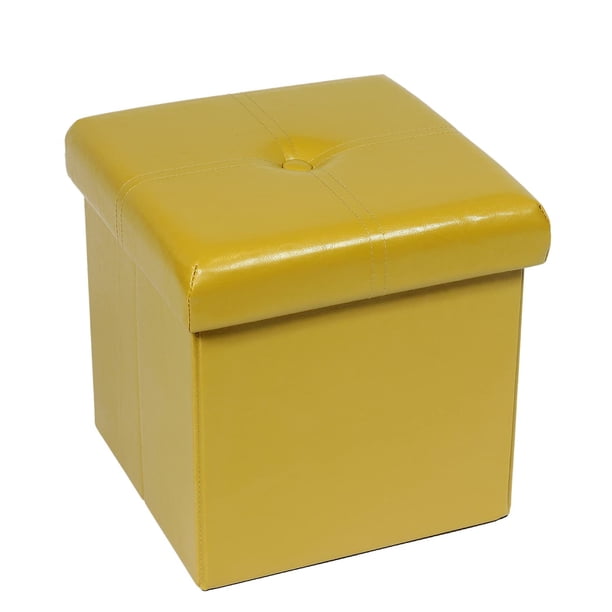 Taburetes otomanos de almacenamiento con reposapiés cuadrados pequeños plegables de piel sintética, mesa de centro, color negro, 11.8 x 11.8 x 11.8 pulgadas Vhermosa Taburetes y escaleras