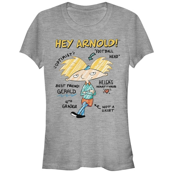 Junior's Hey Arnold! Football Head Qualities Graphic Tee Athletic Heather Small