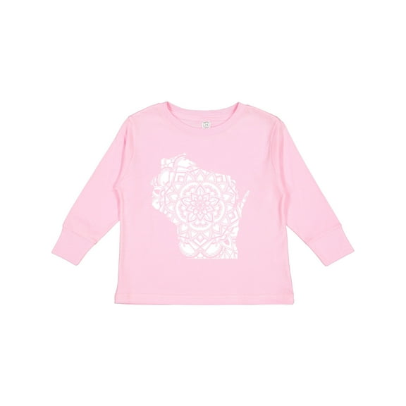Inktastic Wisconsin Silhouette Mandala Boys or Girls Long Sleeve Toddler T-Shirt