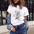 thumbnail image 2 of IROINNID Womens Tops Fashion Flowers Print White Harajuku Female Round Neck Loose T-shirt Spring, 2 of 8