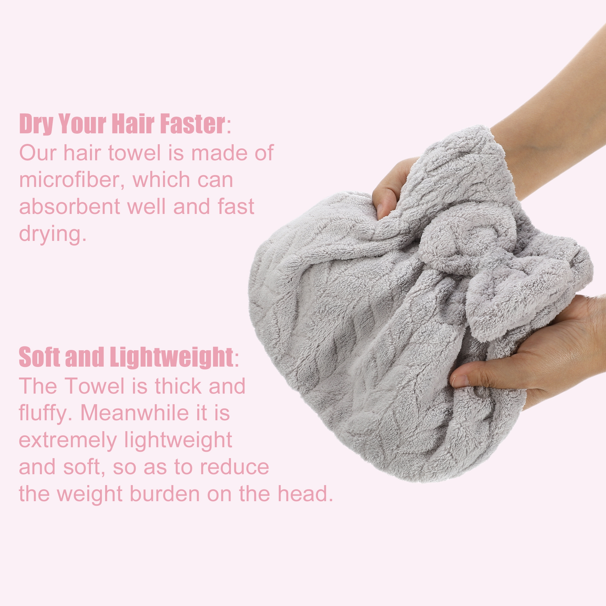 Unique Bargains Diamond Shape Hair Drying Towel Dry Cap Quick Drying Lightweight Gray