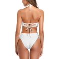 thumbnail image 2 of Traje de baño de 2 Piezas con Parte Inferior de Talle bajo y Bikini Cruzado de Bandeau con Cordones Halter Venecia blanca G Venecia blanca G Xishao ropa, 2 of 2