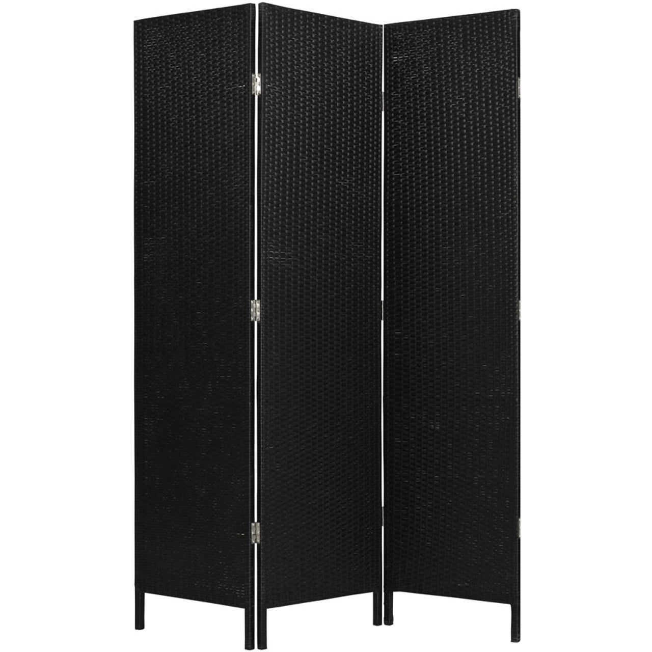 3 Panels Patio Outdoor Privacy Screen Room Divider Resin Wicker Weather Resistant Black Color