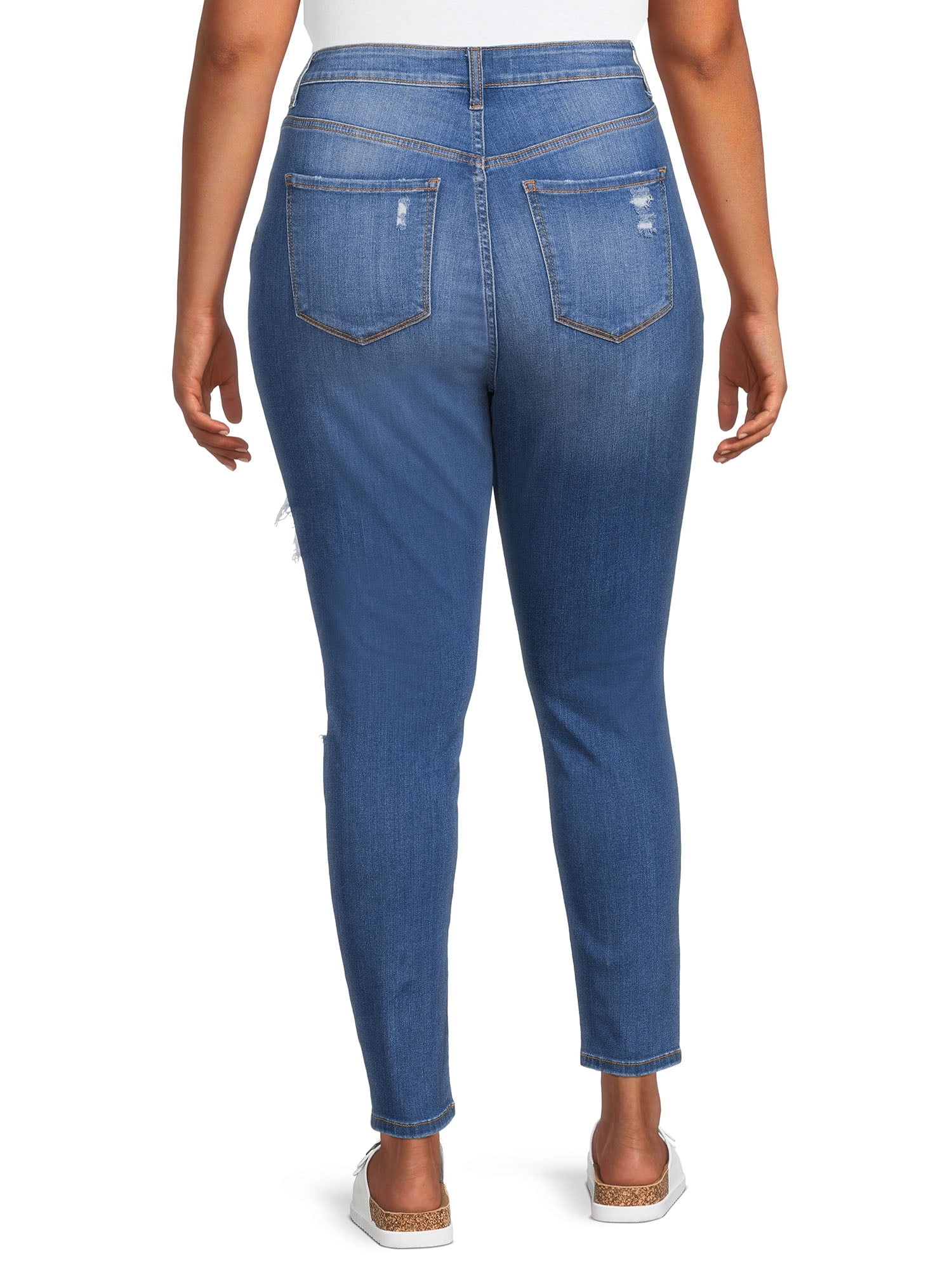pensionist klo Dyster Wax Jean Juniors' Plus Size Rip and Repair Skinny Jeans - Walmart.com