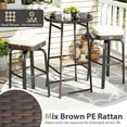 thumbnail image 6 of Costway 3 PCS Outdoor Swivel Bar Set with 2 Chairs, Tempered Glass Top, Soft Cushions, 6 of 10