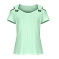 thumbnail image 5 of Njoeus Summer Tops for Women 2025 Womens Tops Dressy Casual Women's Fashion Casual Eyelet Embroidery Off The Shoulder Tops for Women Sexy Short Sleeve Summer Shirts Trendy 2025 $15 & Under Tops On Cle, 5 of 6