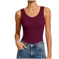 thumbnail image 7 of COMVALUE Womens Tank Tops 2026 Scoop Neck Ribbed Sleeveless Top Casual Basic Slim Fitted Knit Cami Tee Shirts (Wine, S), 7 of 7