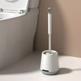 thumbnail image 2 of MERILER Long Handled Toilet Brush with Soft Bristle and Space-Saving Base, Stainless Steel and Plastic Handle, Compact Design for Bathroom Use, 2 of 7