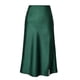 thumbnail image 3 of Falda casual Falda drapeada de satén brillante Faldas largas suaves para mujer (Verde M) FLhrweasw Para estrenar, 3 of 9