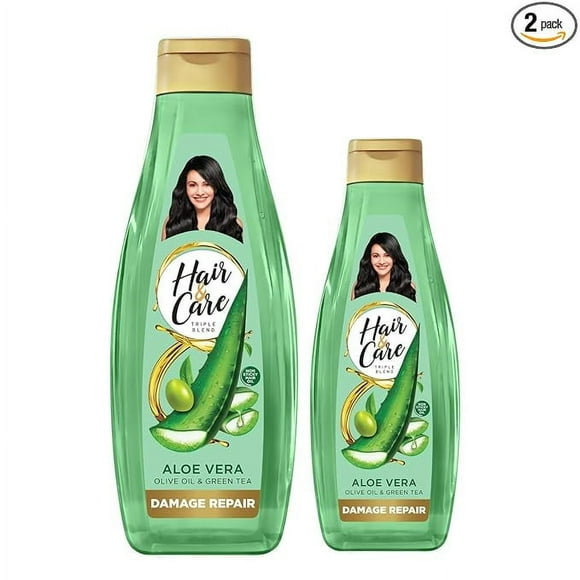 Hair & Care Triple Blend Damage Repair Non-Sticky Hair Oil with Aloe Vera, Olive Oil & Green Tea, 300 ml + 100 ml