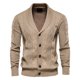 thumbnail image 1 of Gibobby Suéteres para hombre Cárdigan de punto trenzado para hombre, cuello de chal, ajuste holgado, manga larga, casual, cárdigan(Caqui,XG), 1 of 2