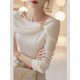 thumbnail image 4 of Women Fashion Solid Scarf Collar Soft Wool Sweaters 2024 Autumn Winter New Temperament Slim Knitted Pullovers Commute Tops, 4 of 5