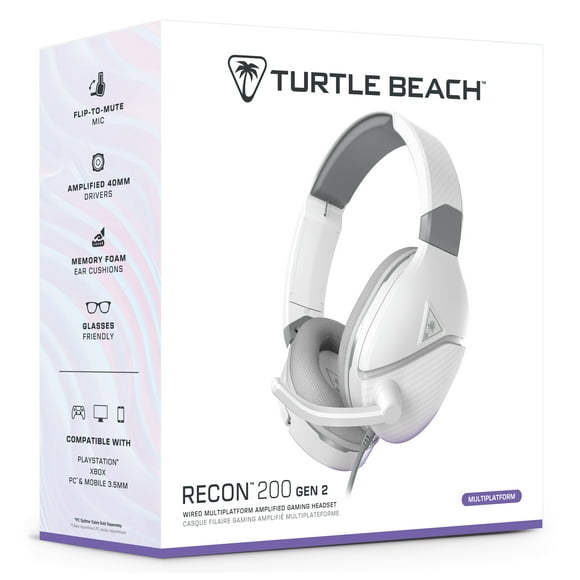 Turtle Beach® Recon 200 – White Amplified Gaming Headset for Xbox and PlayStation®