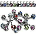 thumbnail image 1 of 16g (1.2mm) Disco Ball CZ Curved Barbell Surgical Steel 1 piece (16gx5/16"x3 (1.2mmx8mmx3mm) (green cz), 1 of 2