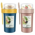 thumbnail image 1 of 2 Pack Breakfast On the Go Cups 2-Tier Yogurt Cup to Go with Spoon 990ml Yogurt Cup Container Leak Proof Yogurt Cereal Container Portable for Milk Cereal Salad Breakfast, 1 of 9