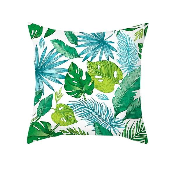 Clearance Hot Sales! Green Botanical Jungle Collect Design Pillowcase Sofa Cushion Tropical Rainforests Leaf Decorative Throw Pillow Case Cushion Cover Home Sofa Decor Fleece Printed Pillows
