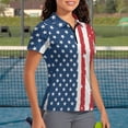 thumbnail image 2 of Binienty American Flag Husband Wife Matching Shirts Stretchy Soft Golf Shirts for Women and Men Short Sleeve Quarter Zip Pullover for Workout Pickleball Daily Wear, 2 of 7