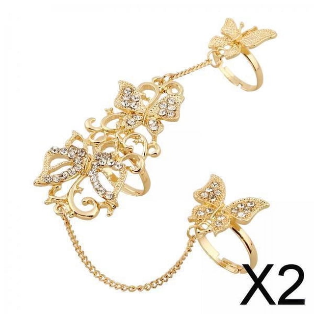 Anillos de mariposa Salvador con cadena Ajustable 2 piezas para el Banquete de Boda