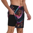 thumbnail image 2 of Yiaed Glowing Leaf Bird Print Mens Swim Trunks Bathing Suit Compression Liner Beach Swim Shorts Swimwear Quick Dry Zipper Pocket No-Chafing Board Short-XX-Large, 2 of 6