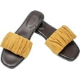 thumbnail image 3 of Womens Ruched Fabric Slide Sandals Open Toe Flat Sandals with Heel Cushion, 3 of 6