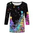 thumbnail image 4 of SELONE Christmas Shirts for Women Dressy 3/4 Sleeve Xmas Pullover Tops Christmas Tree Tees Blouses Christmas Themed Clothing Christmas Outfits Ideas Holiday Attire Party Collection Blue S, 4 of 5