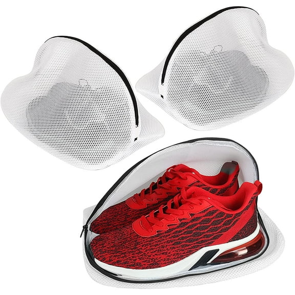 3 Pcs Shoe Wash Bags, Mesh Shoe Laundry Bags with Zip Closure for Sneakers, Running Shoes, Clothes, 9.4"x 9.4"x 15.7"